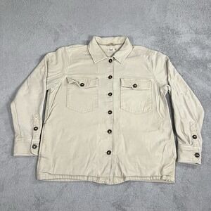 Faherty Shacket Womens Medium Stone Beige Button Up Pockets Jacket Shirt